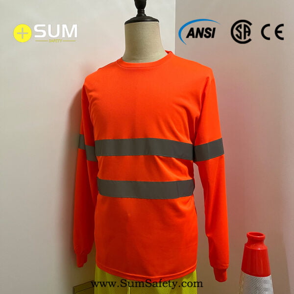 Economy Long Sleeve Hi-Vis Shirt Orange