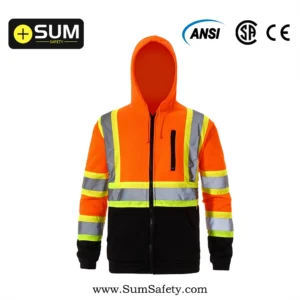Premium 2-Tone Hi-Vis Black Bottom Safety Hoodie