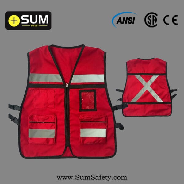 high visibility safety vest, poly cotton reflective vest, durable work vest, multi-pocket safety vest, reflective vest for construction, traffic safety clothing, custom reflective vest manufacturer China, ANSI/EN20471 vest