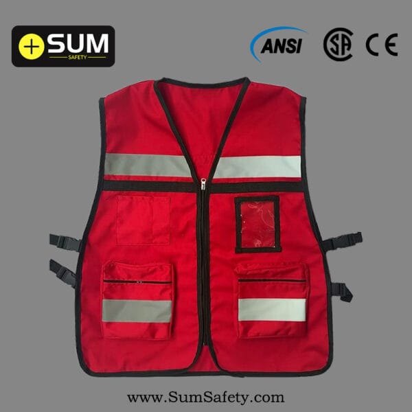 high visibility safety vest, poly cotton reflective vest, durable work vest, multi-pocket safety vest, reflective vest for construction, traffic safety clothing, custom reflective vest manufacturer China, ANSI/EN20471 vest