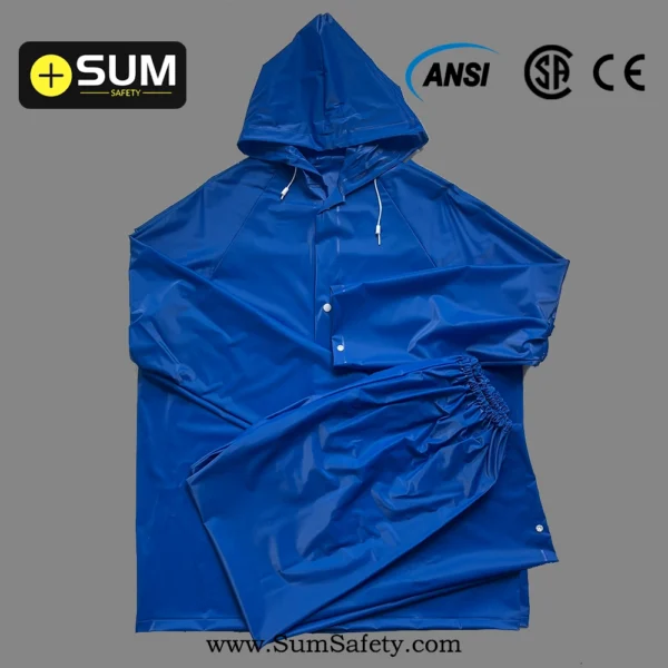 100% PVC Blue Rainsuit