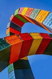 iso, container, transport, haulage, load, summer, industrial, sea, sky, trade, colors, export, freight, nautical, ship, port, nature, cargo, loading, storage, shipment, import, garish, delivery